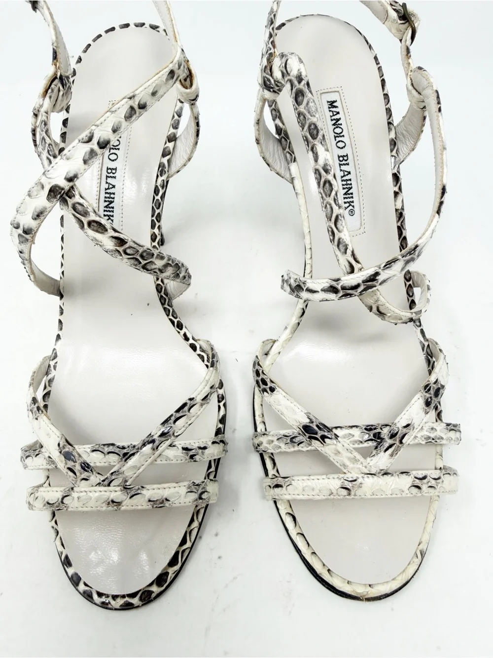 Manolo Blahnik Python Strappy Sandals Womens Size EU 38.5